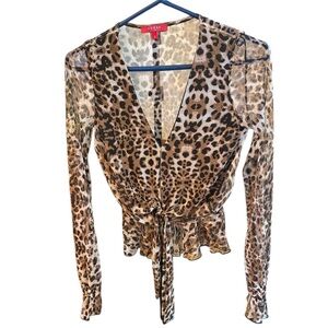 Guess CLOSET CLEANOUT Sheer animal print blouse-Size S